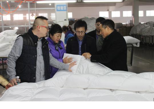中國羽絨工業協會姚小蔓理事長、京東商城服飾家居事業部周總一行到鴻潤考察指導