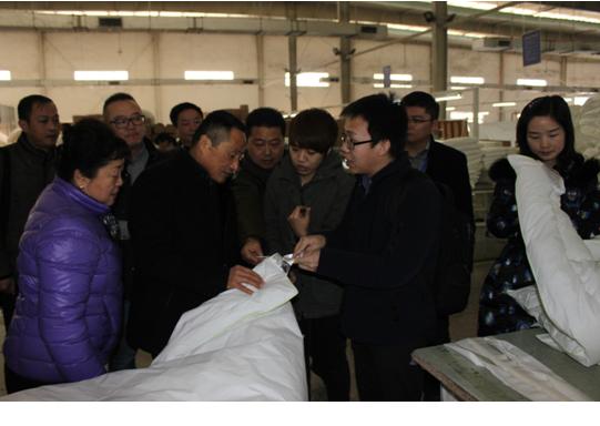 中國羽絨工業協會姚小蔓理事長、京東商城服飾家居事業部周總一行到鴻潤考察指導